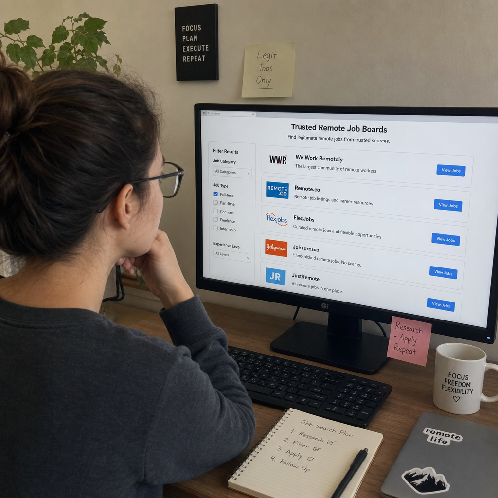 A job seeker researching companies and setting alerts to apply quickly when new roles are posted