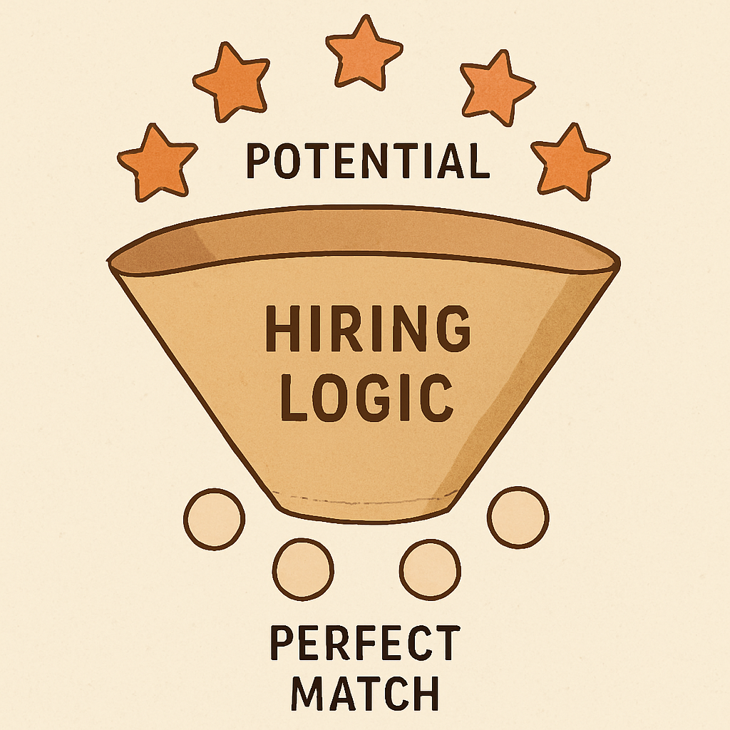 An illustration of a rigid checklist labeled 'Interview Scorecard' next to a candidate sharing varied strengths and experience.