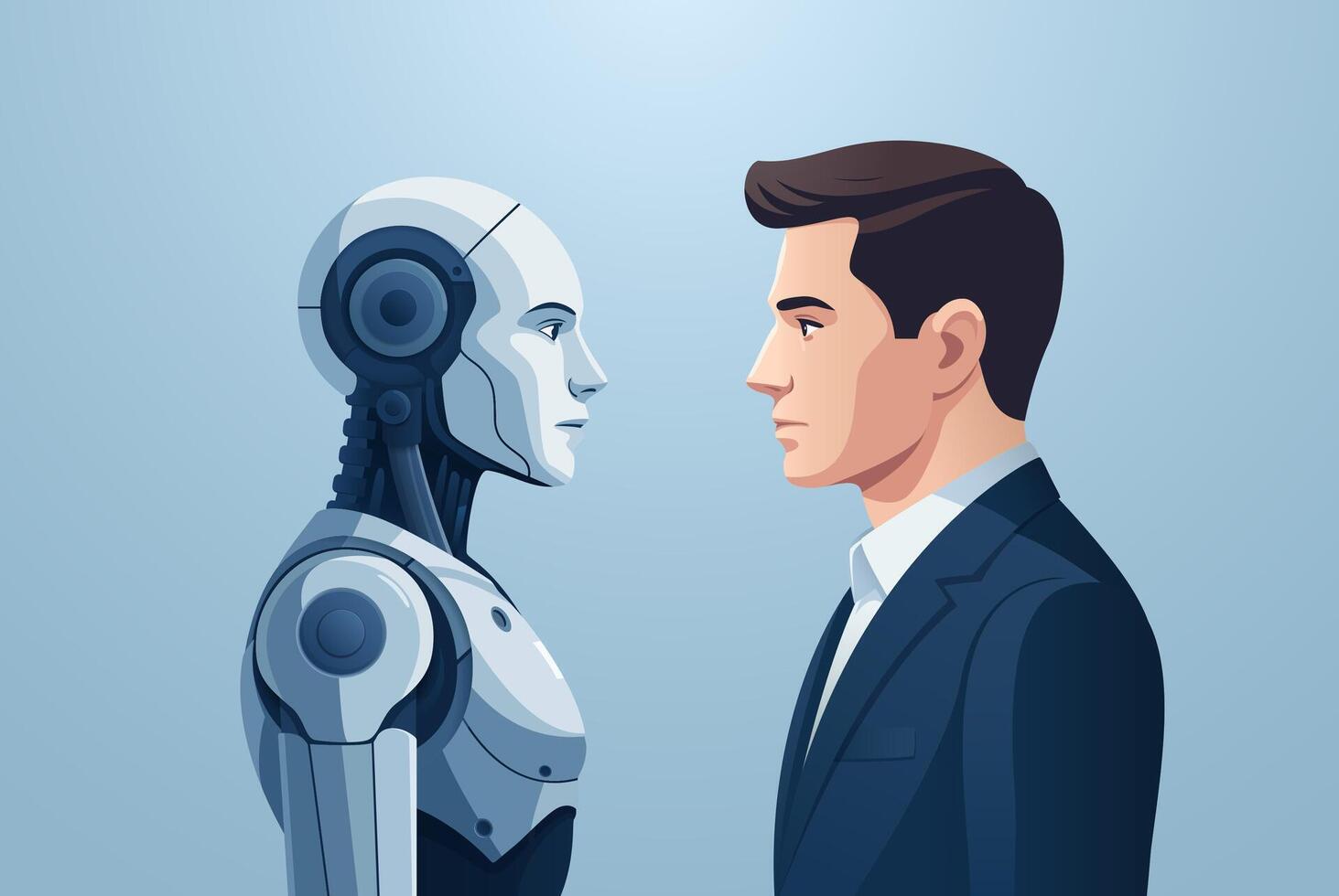 Difference between AI robot and human. Machine vs. human. Mind copying  technology concept. 66121601 Vector Art at Vecteezy